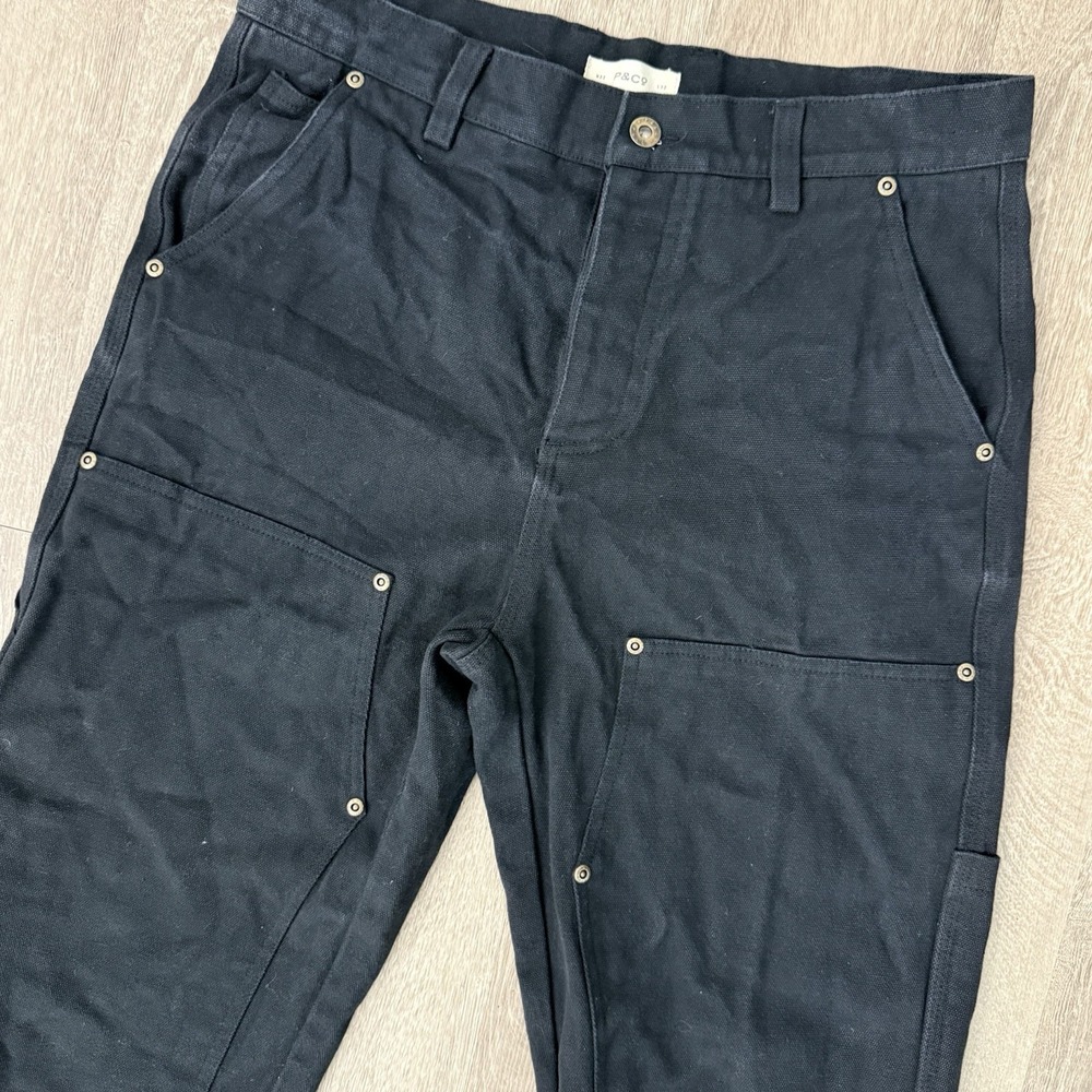 P & Co Albion Straight Fit Carpenter Double Knee Pants Men's 32x32 Black Canvas